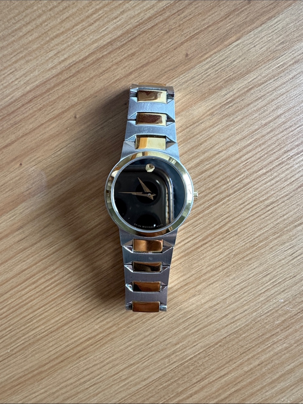 Movado Silver and Gold Stainless Steel Bracelet Watch